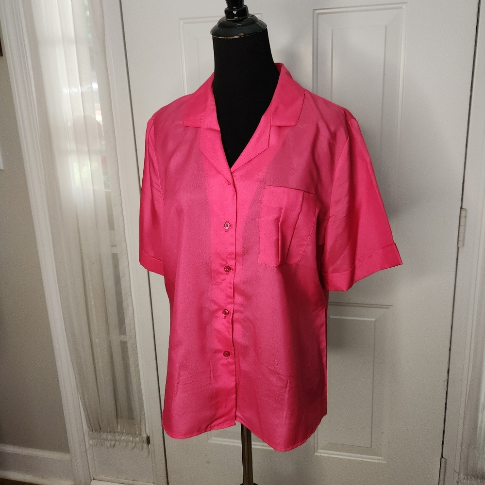 1970's Vintage Hot‎ Pink Lady Arrow Short Sleeve Top  Size Medium